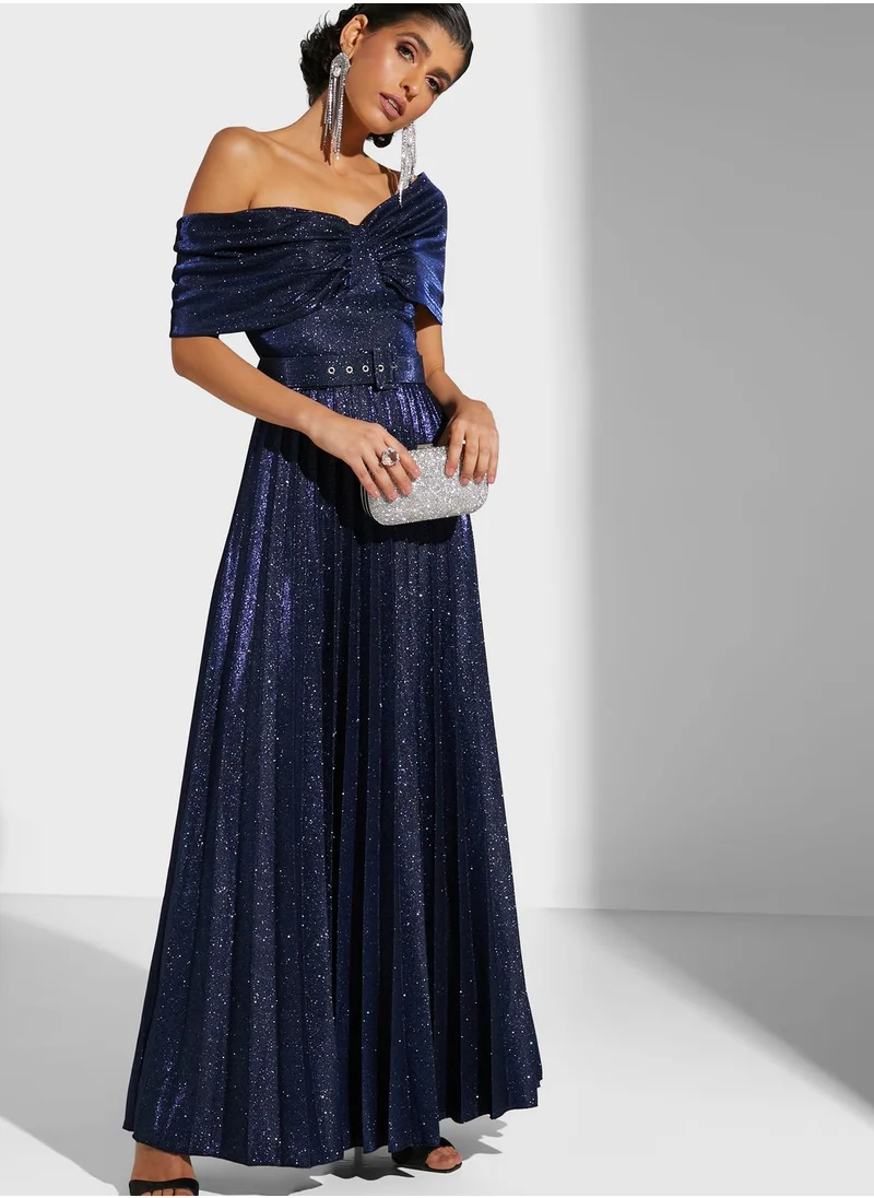 Namshi x Tamara Jamal Bardot Shimmer Dress