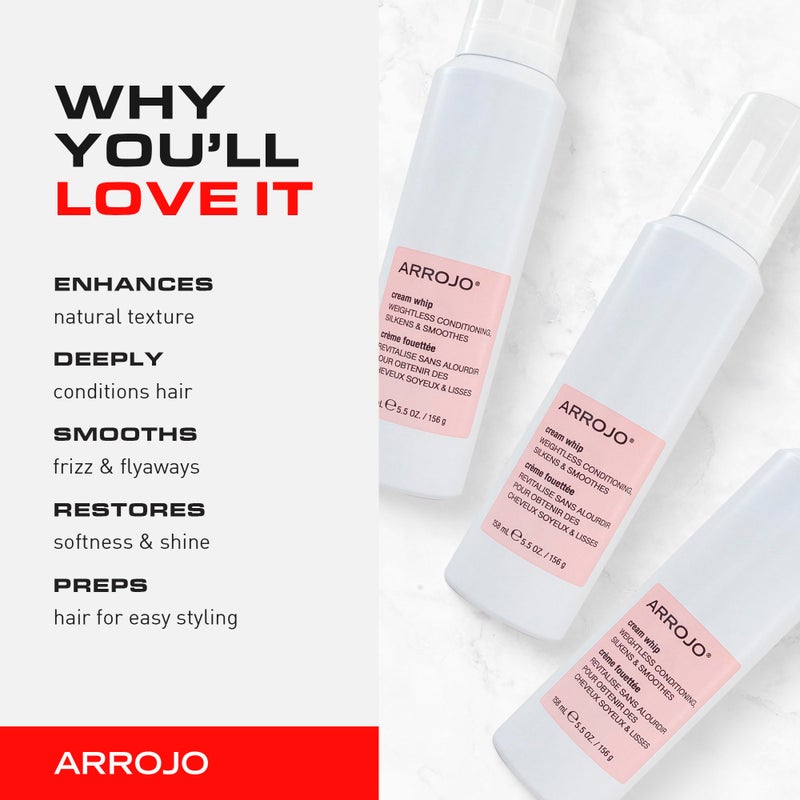 ARROJO Cream Whip - 5.5 Fl Oz - Conditioning Leave-In Hair Styling Cream for Wavy or Dry Hair, Sulfate & Sodium-Chloride Free, Antioxidant, Moisturizing - Image 3