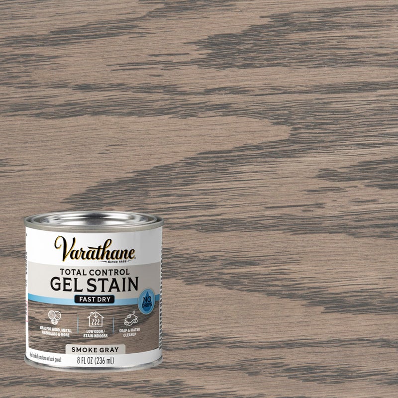 Varathane Total Control Gel Stain | Low Odor Water-Based Formula | Thick Gel Formula for Vertical Surfaces | Ideal for Wood, Metal & Fiberglass | Half Pint | Smoke Gray - Image 2
