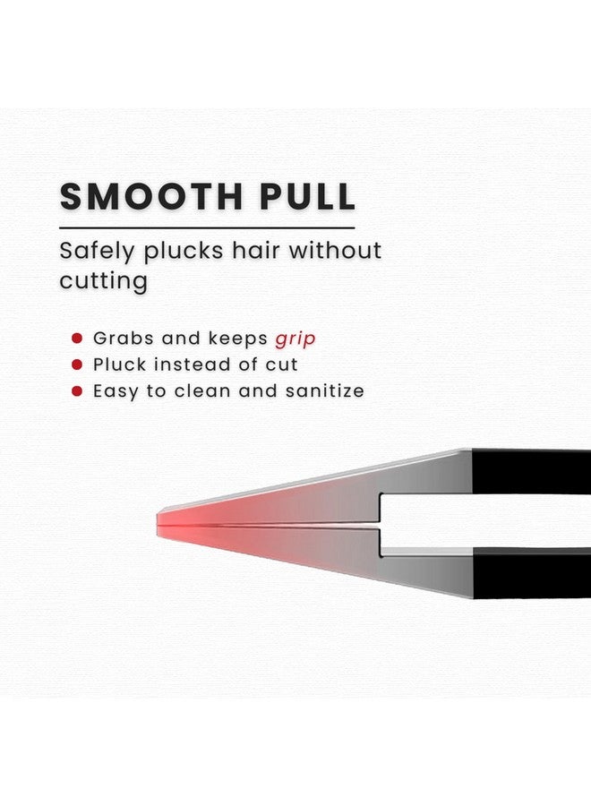 AURAY Eyebrow Tweezers Stainless Steel Facial Hair Removal Tweezers for Men & Women in Black with Slanted Tip for Easy Plucking by AURAY - Image 2