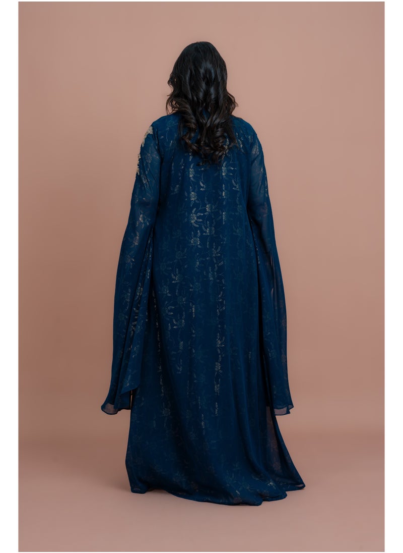 اكسا - قفطان قطعتين انيق مع حزام IKS505 ازرق - Image 1