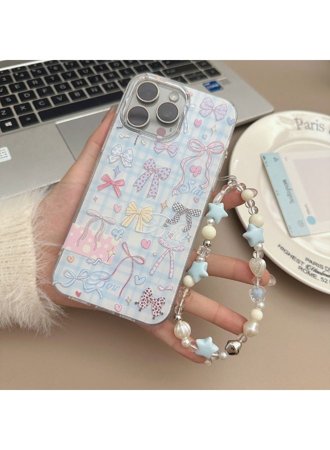NIBEMINENT Colorful Bows Protective TPU Case Cover For iPhone 15 Pro, Bows With Bracelet - Image 1