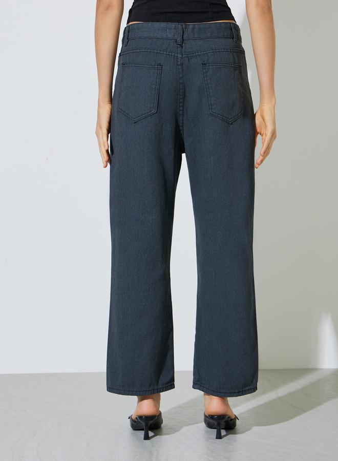 Styli Black Mid-Rise Straight Fit Jeans - Image 4