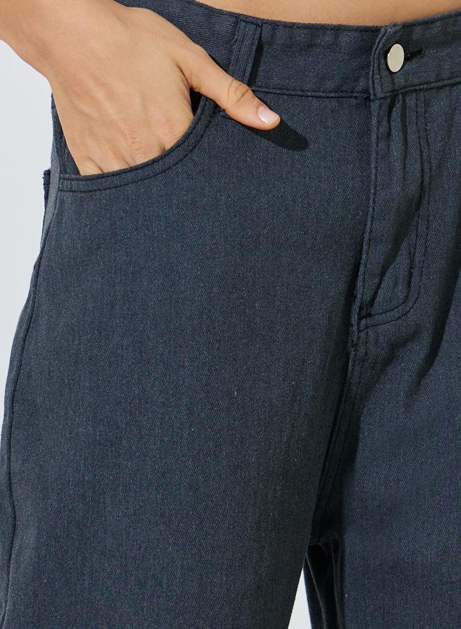 Styli Black Mid-Rise Straight Fit Jeans - Image 3