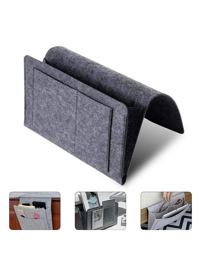 FreshDcart FDCA247 Caddy Bedside Storage Organizer, Felt Hanging Organiser with Felt & 5 Pockets for Remote Control, Tablet, Laptop, Glasses, Mobile Phone, Book, Magazines (Grey, Pack of 1) - Image 2