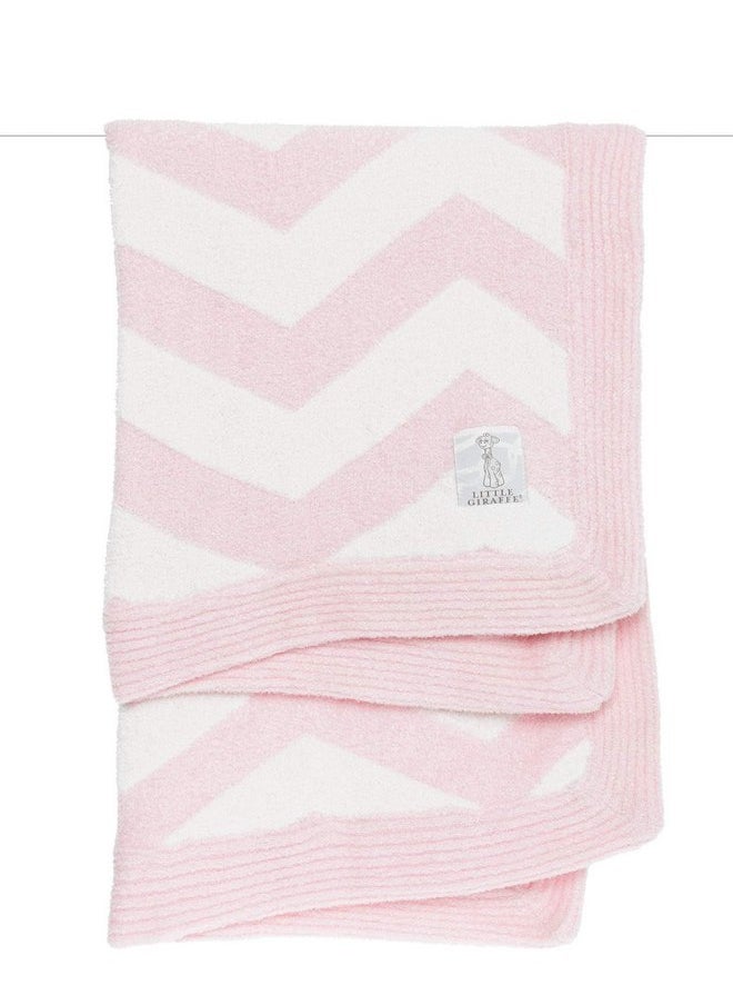 Little Giraffe Little Giraffe Dolce Chevron Blanket 29" x 35", Pink  - Image 1