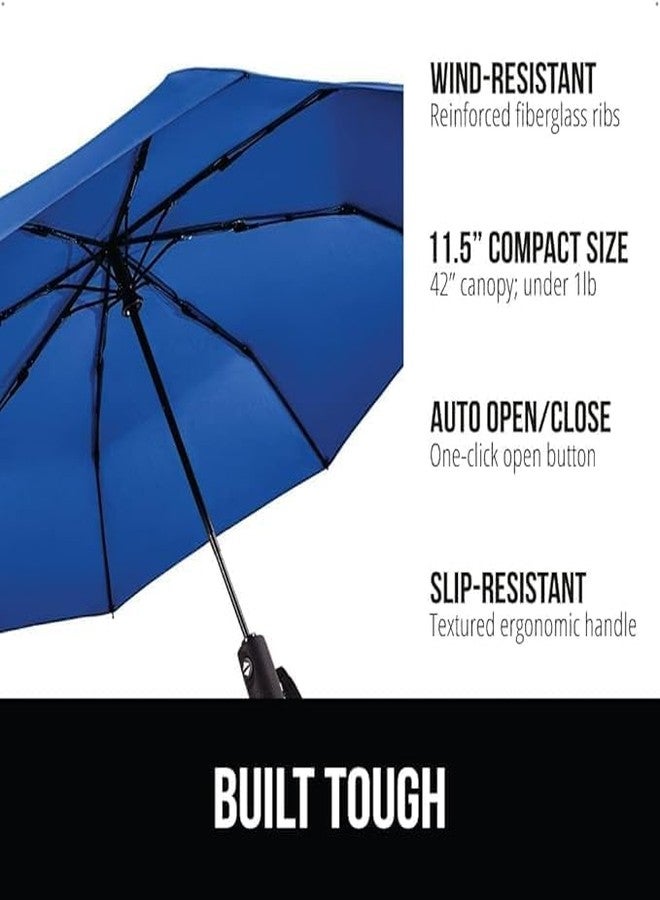 Stodern Automatic Travel Umbrella Windproof for Rain - UV Sun Protection Auto Open Close Umbrella, Compact Folding Car Umbrellas for Men & Women (Blue) - Image 4