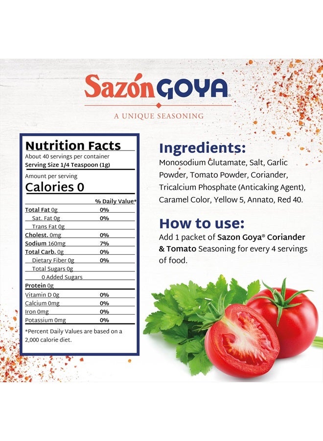 Goya Sazón with Cilantro and Tomato by Goya, Latin Spice Blend for Poultry, Seafood, Meat and Vegetables, All Purpose Mexican Seasoning 1.41oz Carton - Image 3