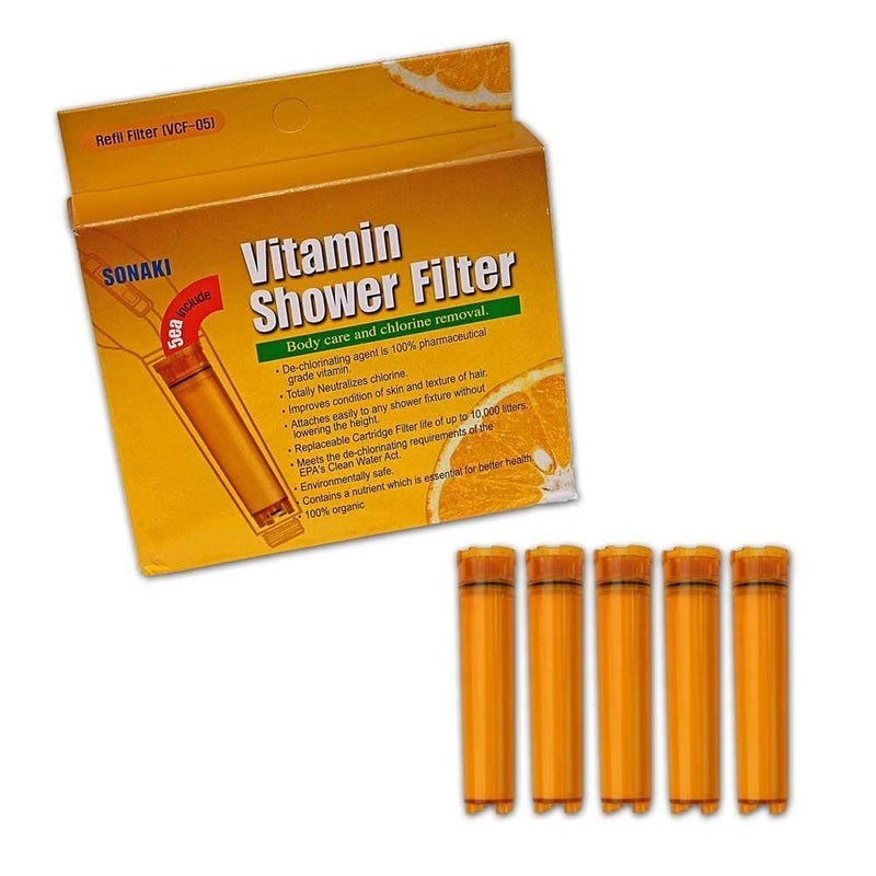 Sonaki Vitamin C Shower Filter Cartridge - (1 Pack of 5) Vitamin C Filter Refills - Remove 99.9% of Chlorine and Chloramines - Image 2