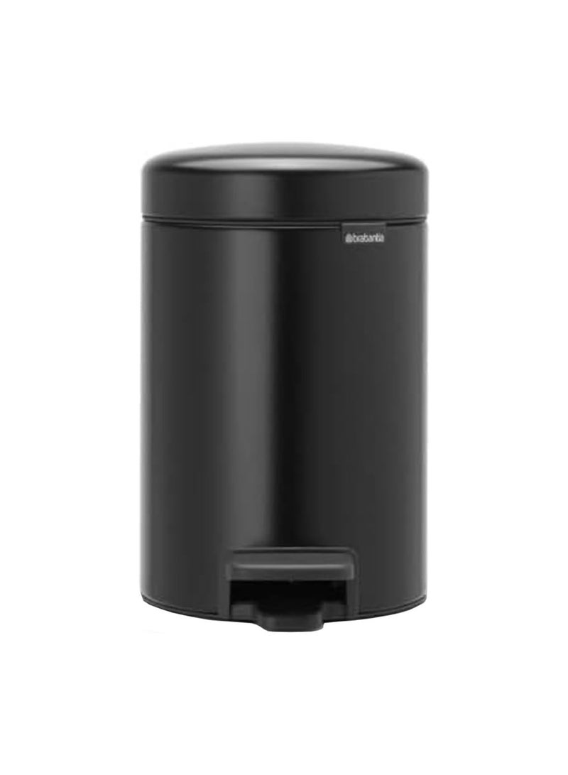 Brabantia Pedal Bin NewIcon with Plastic Inner Bucket – Matt Black, 3L Size V - Image 1