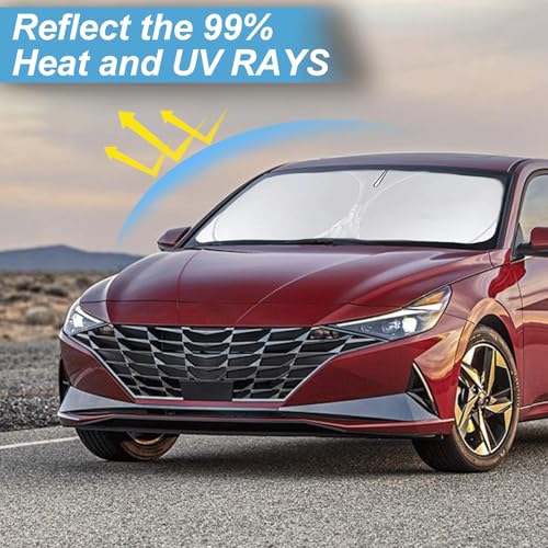 INSAUTO Custom Fit Sunshade for Elantra Windshield Sun Shade for 20212024 2025 2026 Hyundai Elantra Accessories Heat Insulation and Cooling Front Window Cover for Windshield for Elantra Interior Protection - Image 3