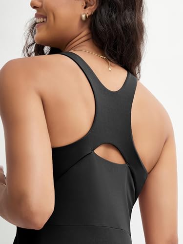 ODODOS Women's Cloud Feeling Racerback Tennis Dress with Separate Shorts and Built in Bra Mini Tank Dress, Black, Medium - Image 2