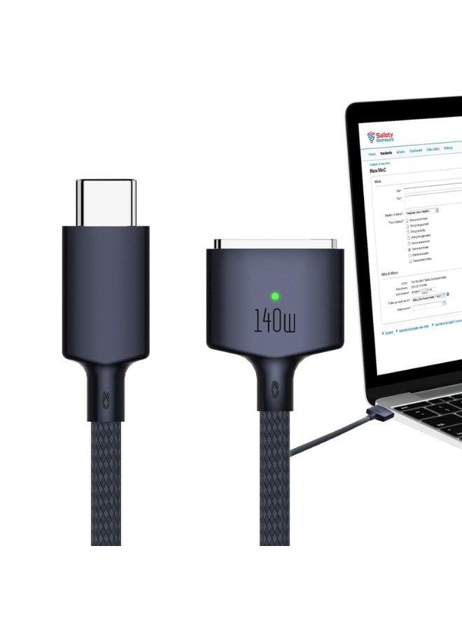 Peachjoy 140W USB-C Magnetic 3 Cable Fit for MacBook Charger, Nylon Braided 6FT Fit for MacBook Air 2023/2022(M2), MacBook Pro 2023 (M3,M2,14-16 inch), MacBook Pro Charger Cord - Image 1