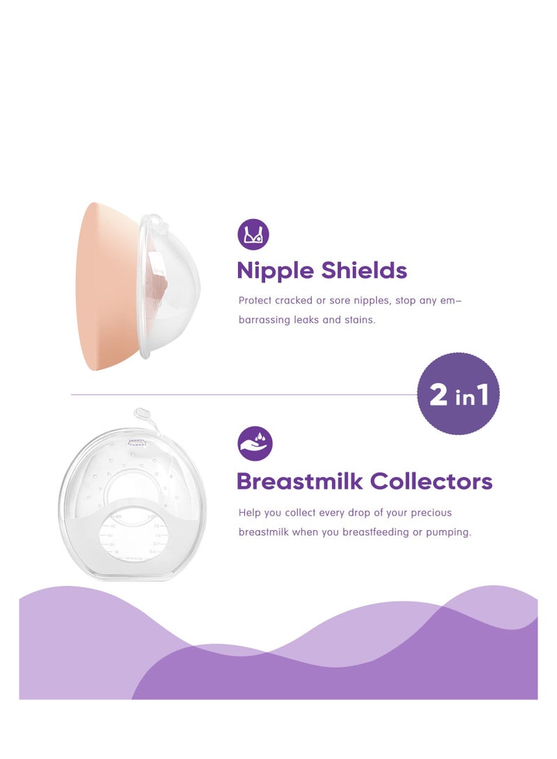 SOLARAE Milk Collector for Breastfeeding, Soft Breast Shells for Sore Nipples, Have a Ventilated Vent with Plug, Efficient Collect, Reuseable-Environment Friendly, Comfy & Discreet, Safe Material - Image 2