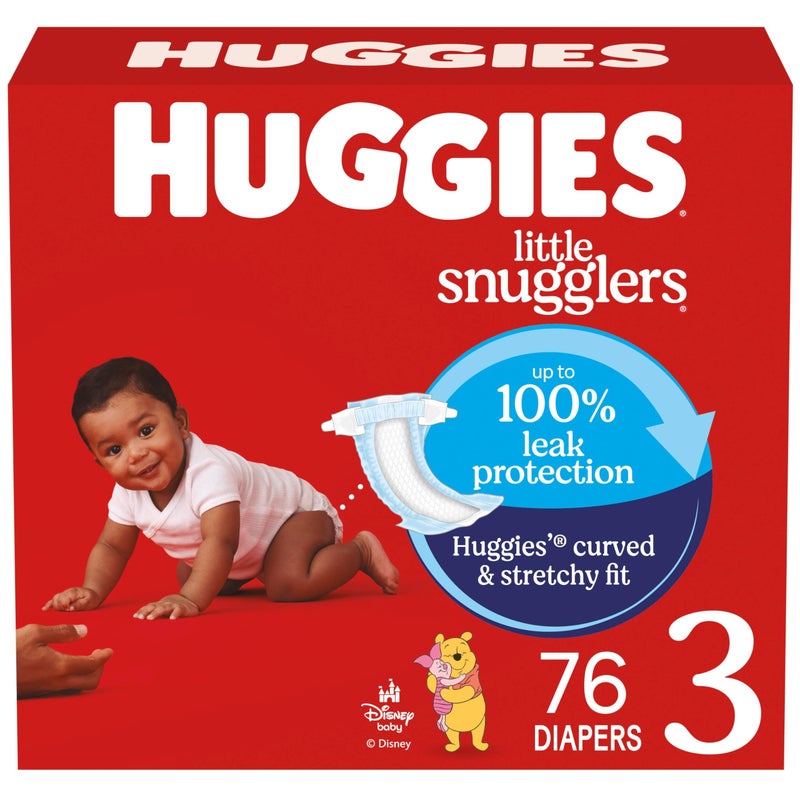 HUGGIES حفاضات هاجيز مقاس 3، حفاضات بيبي ليتل سنجلرز، مقاس 3 (16-28 رطل)، 76 قطعة، قد يختلف التعبئة والتغليف - Image 1