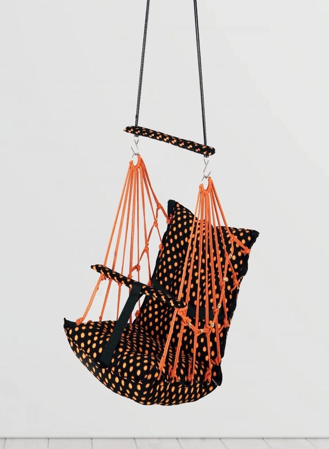 Sprointal® Cottone Baby Swing for Kids Baby's Children Folding and Washable1 to 5 Years with Safety Belt/Home,Garden Swing (Orange Dot) - Image 2