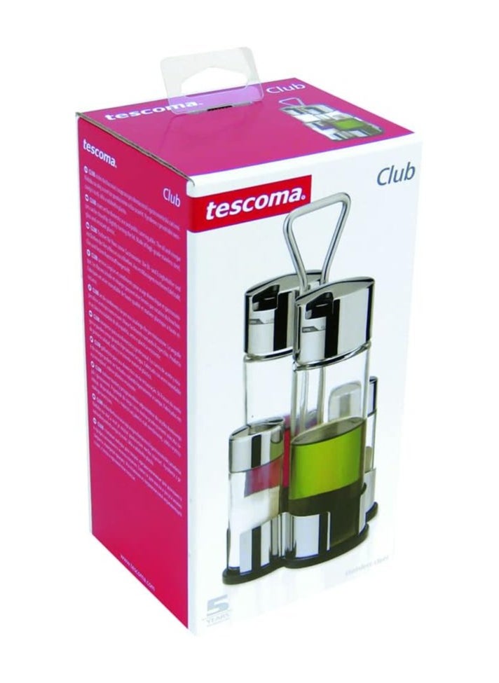 tescoma Tescoma 4 in 1 Condiment set Oil,Vinegar,Salt and Pepper Set Club|Table condiment set Oil and Vinegar Dispenser condiment bottle set Salt Pepper Shaker Tabletop Organiser Kitchen Organiser Space Saver  - Image 2