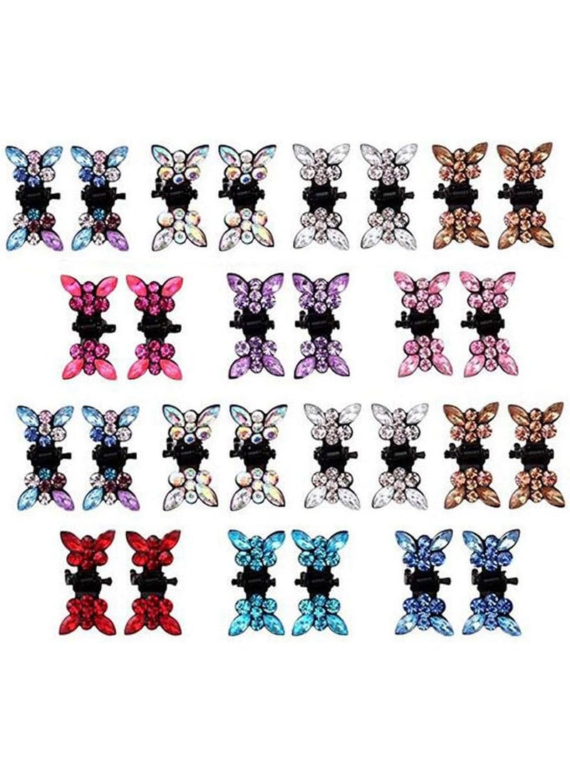 Suoirblss 30PCS Multicolored Mini Claw Hair Clips Crystal Rhinestone Barrette Hair Claw Clip Hair Bangs Pin Hair Accessories 
