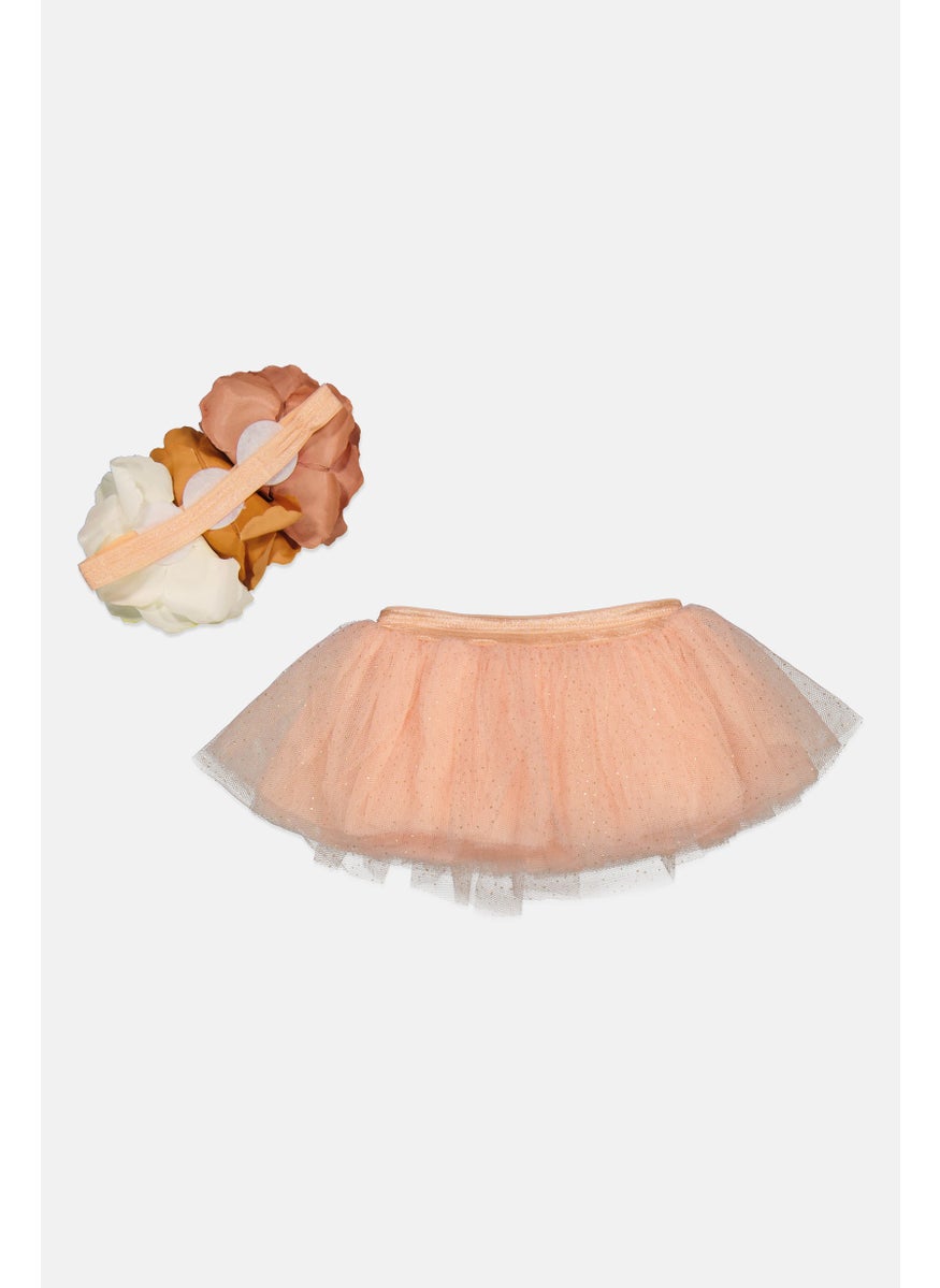 bebe Toddlers Girl 2 Piece Tutu And Head Wrap Set, Peach  - Image 2