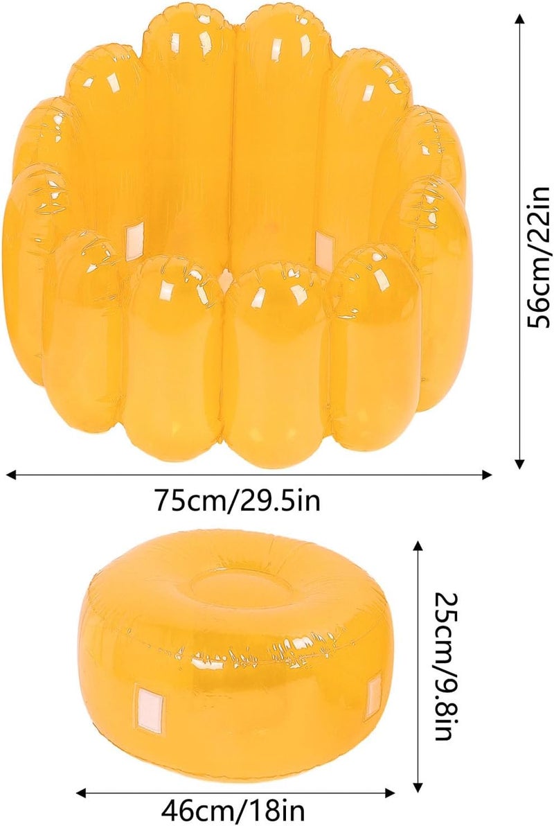Multi option design TOPINCN Transparent Inflatable Sofa Seat Blow up Chair PVC Transparent Candy Color Portable Outdoor Blow Up Couch Seat for Home Living Room Bedroom Casual (Yellow) Only few left in stock Repeated use trusted quality Upgraded general grade quality Professional manufacture Pre-stock well-packed goods Matte anti slip finish Global standard quality Budget friendly premium quality Fast moving goods KSA custom made Elegant multi-option build Discount for all Fine craftsmanship Daily universal pick Labor saving optimized design Durability boost selected material Locally packed stock All season compatible build Modern home essential Intra-city fast distribution Gulf lifestyle friendly Classified organized storage Spec upgraded improved quality Resist frequent use - Image 2