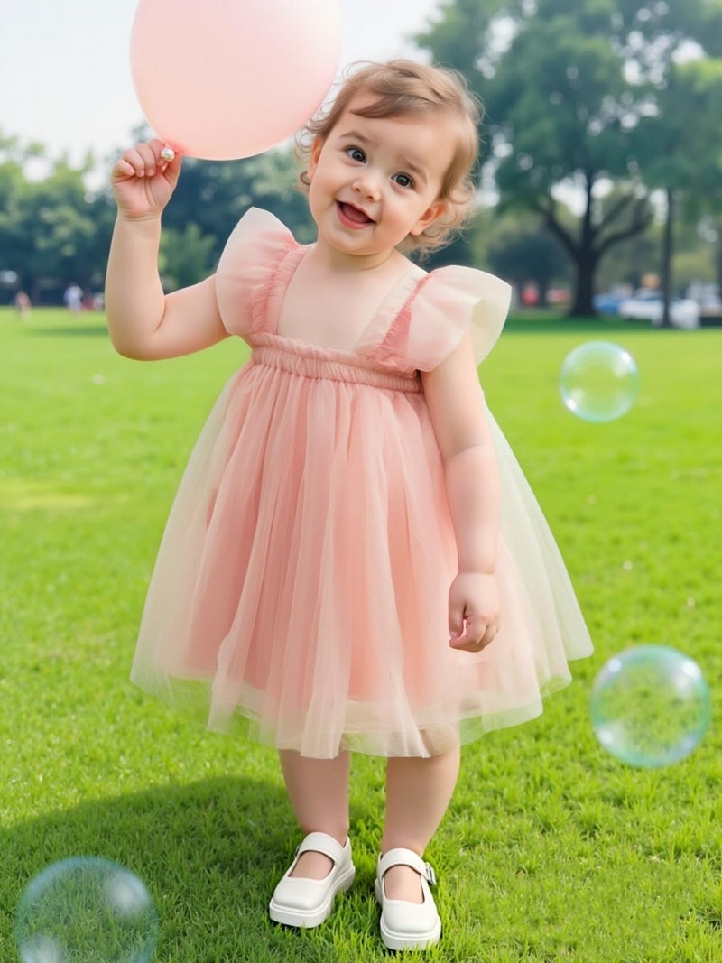AGQT Baby Girls Tutu Dress Sleeveless Toddler Infant Tulle Tutu Dresses Birthday Party Flower Wedding Layered Lace Mini Layers Dress Light Pink Size 9-12 Months - Image 2