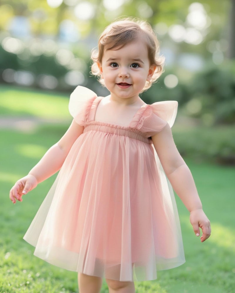 AGQT Baby Girls Tutu Dress Sleeveless Toddler Infant Tulle Tutu Dresses Birthday Party Flower Wedding Layered Lace Mini Layers Dress Light Pink Size 9-12 Months - Image 3