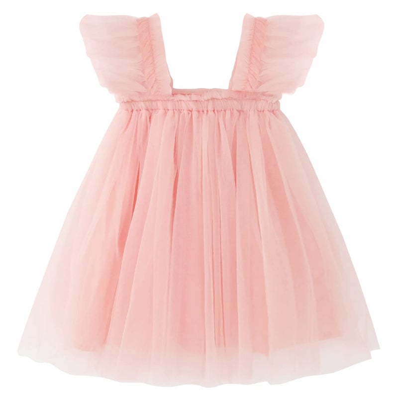AGQT Baby Girls Tutu Dress Sleeveless Toddler Infant Tulle Tutu Dresses Birthday Party Flower Wedding Layered Lace Mini Layers Dress Light Pink Size 9-12 Months - Image 1