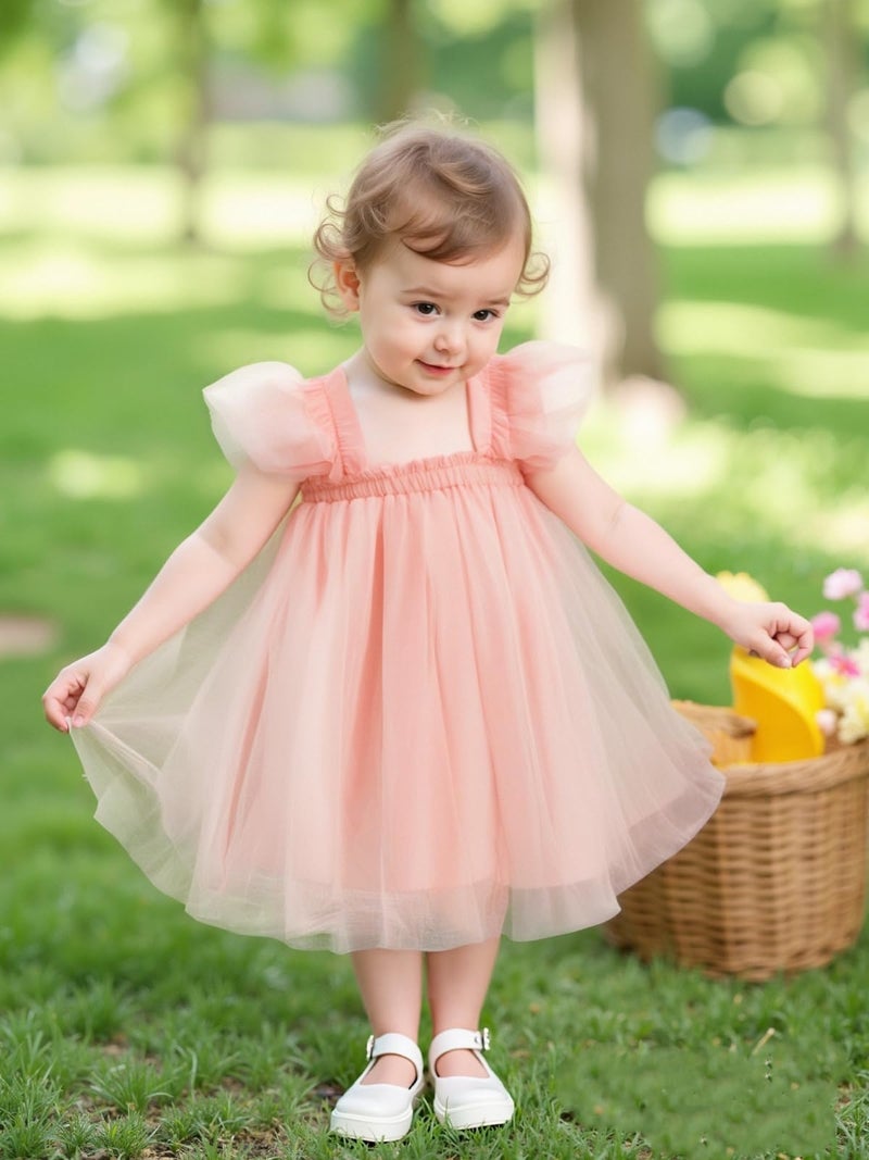AGQT Baby Girls Tutu Dress Sleeveless Toddler Infant Tulle Tutu Dresses Birthday Party Flower Wedding Layered Lace Mini Layers Dress Light Pink Size 9-12 Months - Image 4