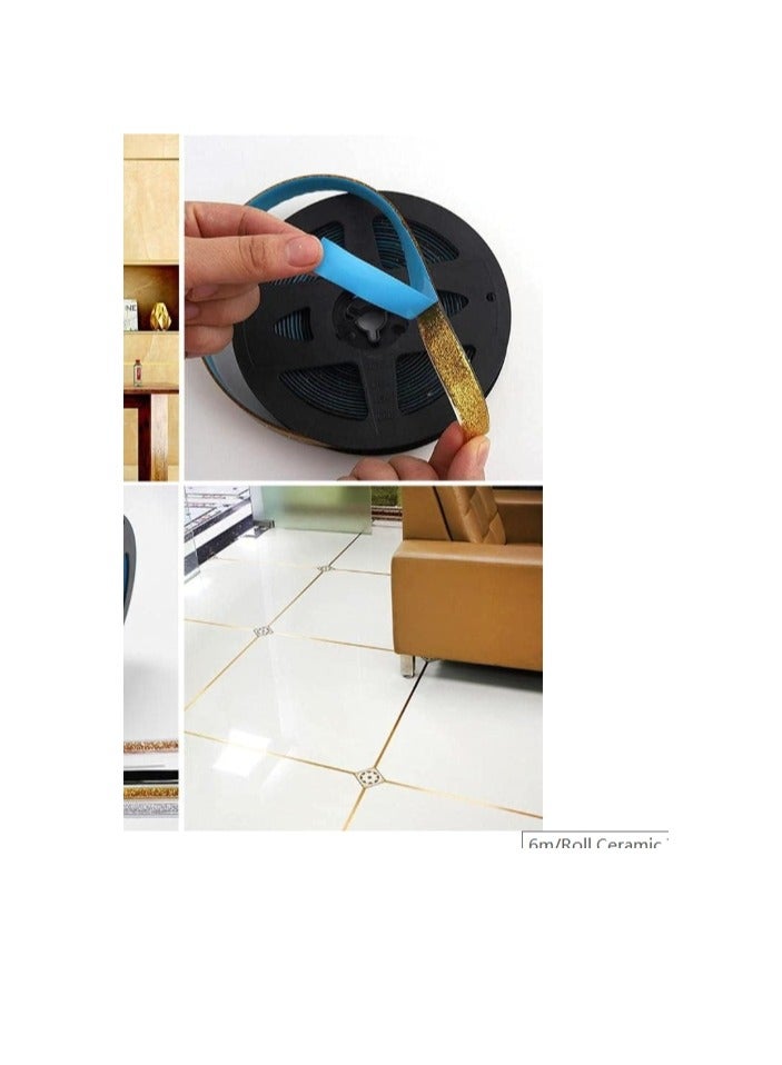 الواحة-TH شريط لاصق ذاتي اللصق مقاوم للماء ومانع للعفن من بلاط السيراميك، لفافتين بطول 12 مترًا، شريط لاصق مزخرف لزوايا الحواف الجانبية للمطبخ والحمام وحوض الاستحمام والأرضية وحافة الحائط - Image 4