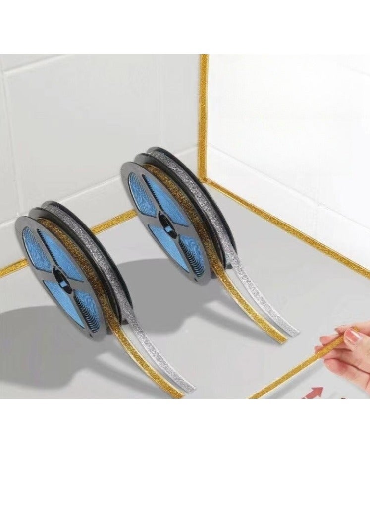 الواحة-TH شريط لاصق ذاتي اللصق مقاوم للماء ومانع للعفن من بلاط السيراميك، لفافتين بطول 12 مترًا، شريط لاصق مزخرف لزوايا الحواف الجانبية للمطبخ والحمام وحوض الاستحمام والأرضية وحافة الحائط - Image 1