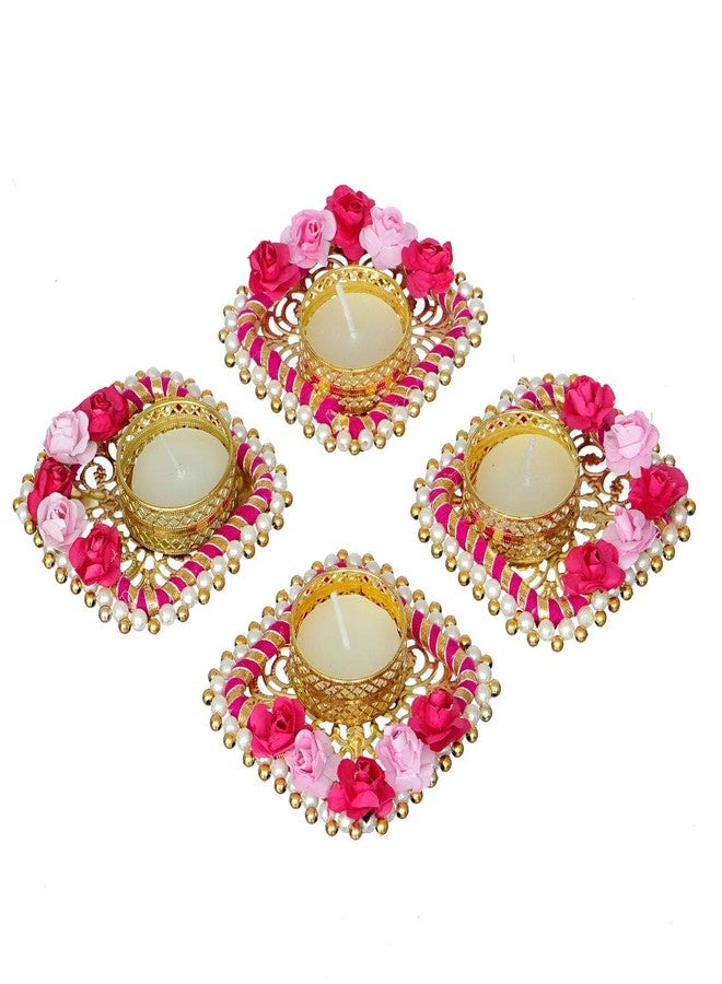 Sanvatsar Beautiful Gota Tea Light Dia with Wax for Diwali Decoration,Return Gift,Inauguration,Gift,Corporate Gift,Marriage Return Gift Set of 4 - Image 1