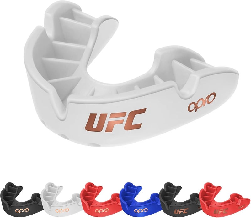OPRO Bronze Level UFC Adult and Kids Sports Mouthguard with Case and Fitting Device, Kids Gum Shield for UFC, MMA, Boxing, BJJ and Other Combat Sports (White, Youth) - Image 1