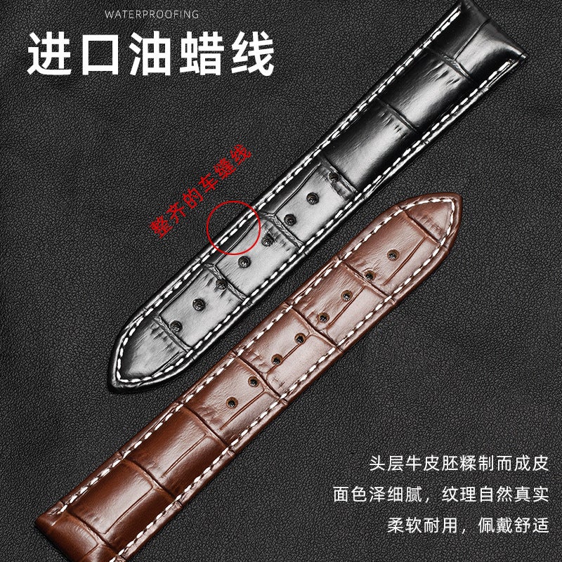 Factory wholesale double-sided leather strap first layer cowhide metal pin buckle men's and women's leather watch chain accessories square buckle - Image 5