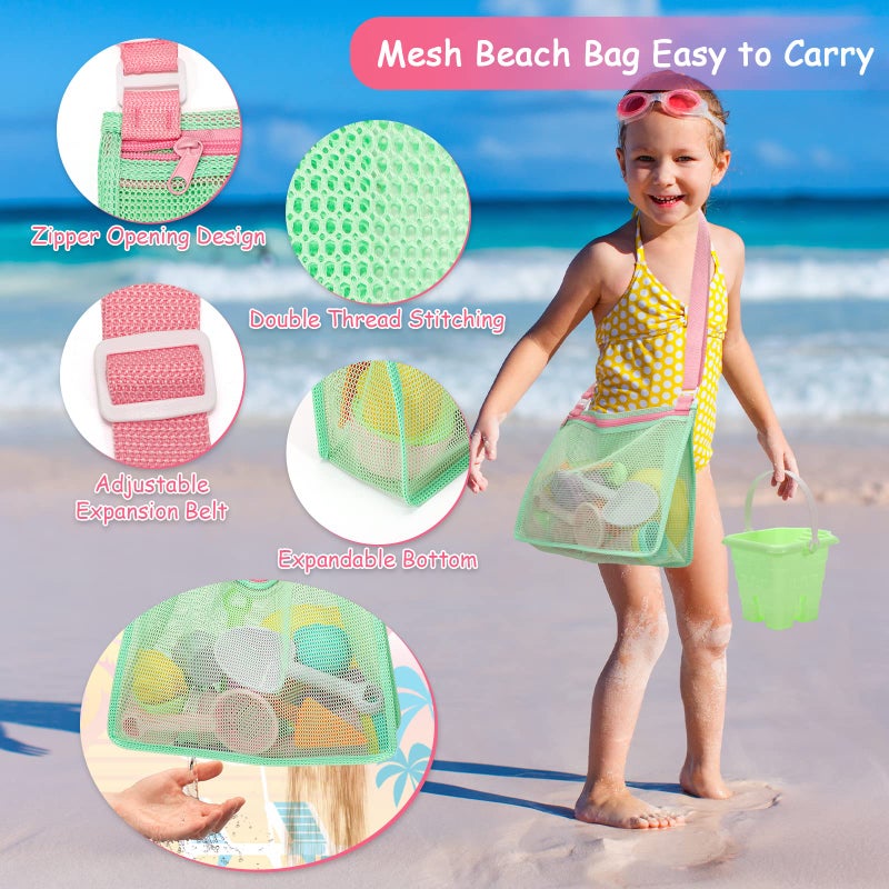 Tagitary Beach Sand Toys for Kids, Beach Toys 23PCS Set with Ice Cream Cake Sand Molds, Mesh Beach Bag, Bucket, Watering Can, Shovel, Rake - Ideal for Toddler Sandbox, Outdoor Play and Beach Travel - Image 3