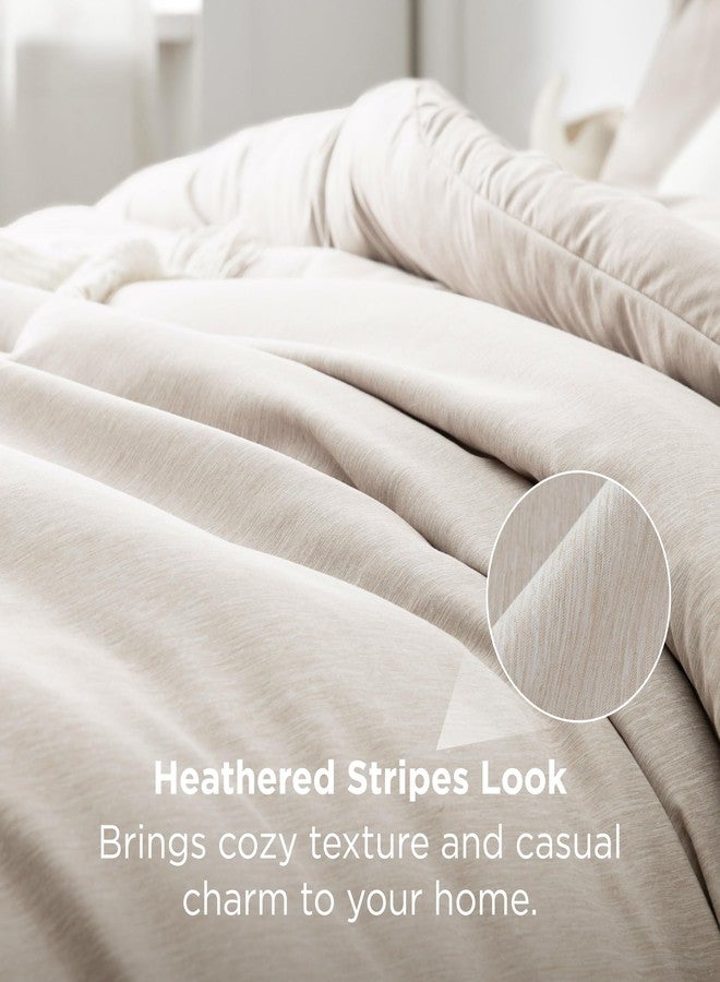 Bedsure King Size Comforter Set - Beige King Comforter Set, Soft Bedding for All Seasons, Cationic Dyed Bedding Set, 3 Pieces, 1 Comforter (104"x90") and 2 Pillow Shams (20"x36"+2") - Image 5