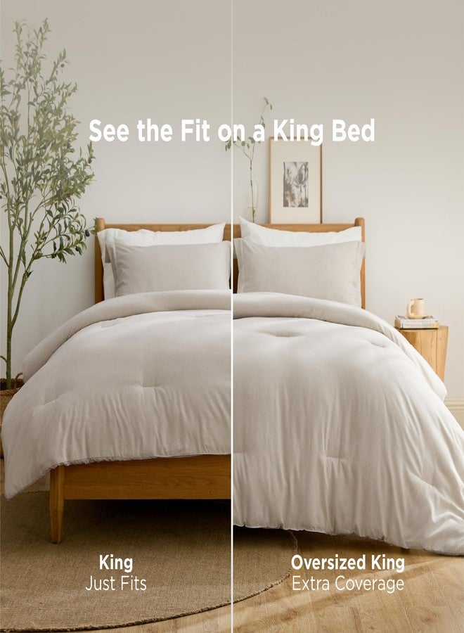 Bedsure King Size Comforter Set - Beige King Comforter Set, Soft Bedding for All Seasons, Cationic Dyed Bedding Set, 3 Pieces, 1 Comforter (104"x90") and 2 Pillow Shams (20"x36"+2") - Image 4