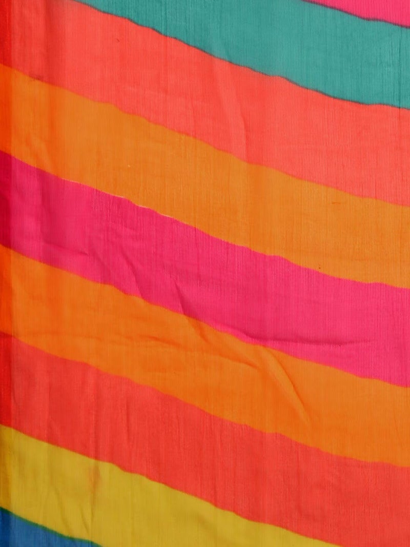 rytras Yellow & Turquoise Blue Colourblocked Pure Chiffon Saree - Image 5