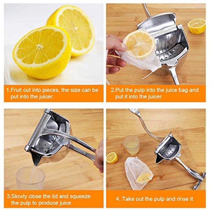 Hidak Hand Press Juicer Machine Aluminium Manual Fruit Squeezer Orange Juicer Heavy Duty Multipurpose Manual Juicer Machine for Fruits Ergonomic Handle Design Silver - Image 3