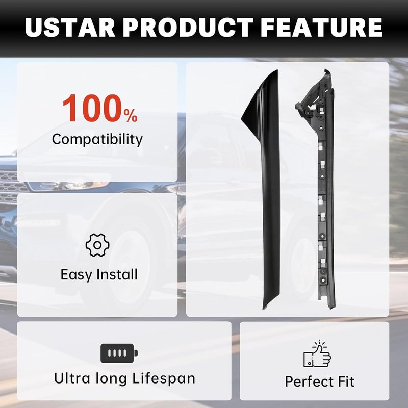 USTAR Black Right Windshield Pillar Trim Panel Molding Cover and Bracket for Ford Explorer 2011-2019 - Image 3