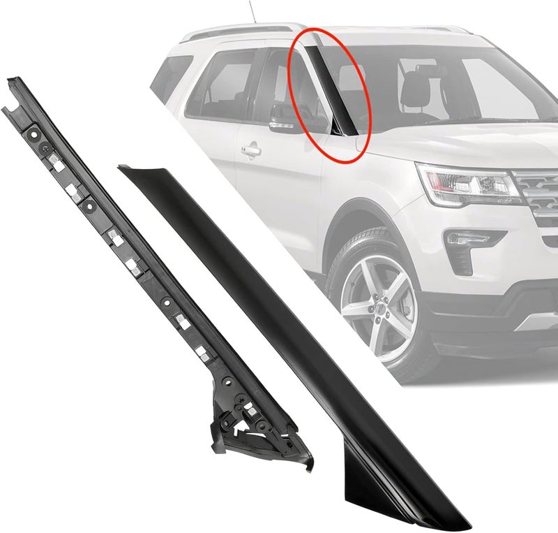 USTAR Black Right Windshield Pillar Trim Panel Molding Cover and Bracket for Ford Explorer 2011-2019 - Image 1