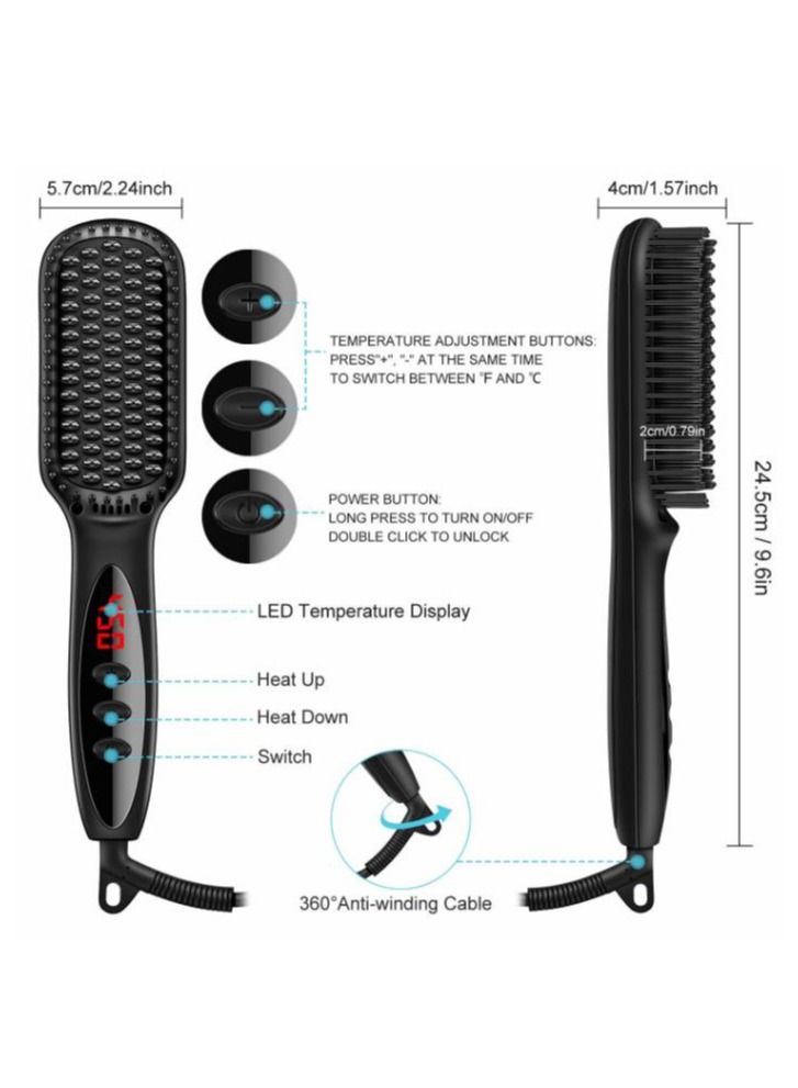 كابتن تيك 3 In 1  Beardu0026 Long Hair u0026 Short Hair Straightener Brush For Men u0026Women - Image 5
