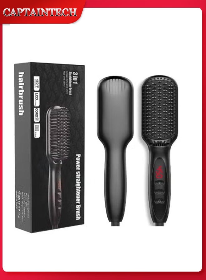 كابتن تيك 3 In 1  Beardu0026 Long Hair u0026 Short Hair Straightener Brush For Men u0026Women - Image 1