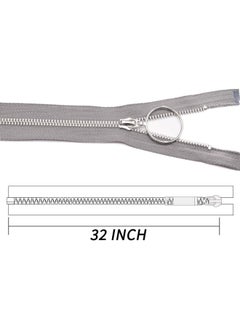 Generic Metal Zipper #5-Glossy Separating Jaket Zippers for Sewing 32 Inch-Heavy Duty Coats Zippers-VOC Zipper One Way Open Bottom-Grey Tape with Sliver Teeth(32"1PCS)…  - Image 4
