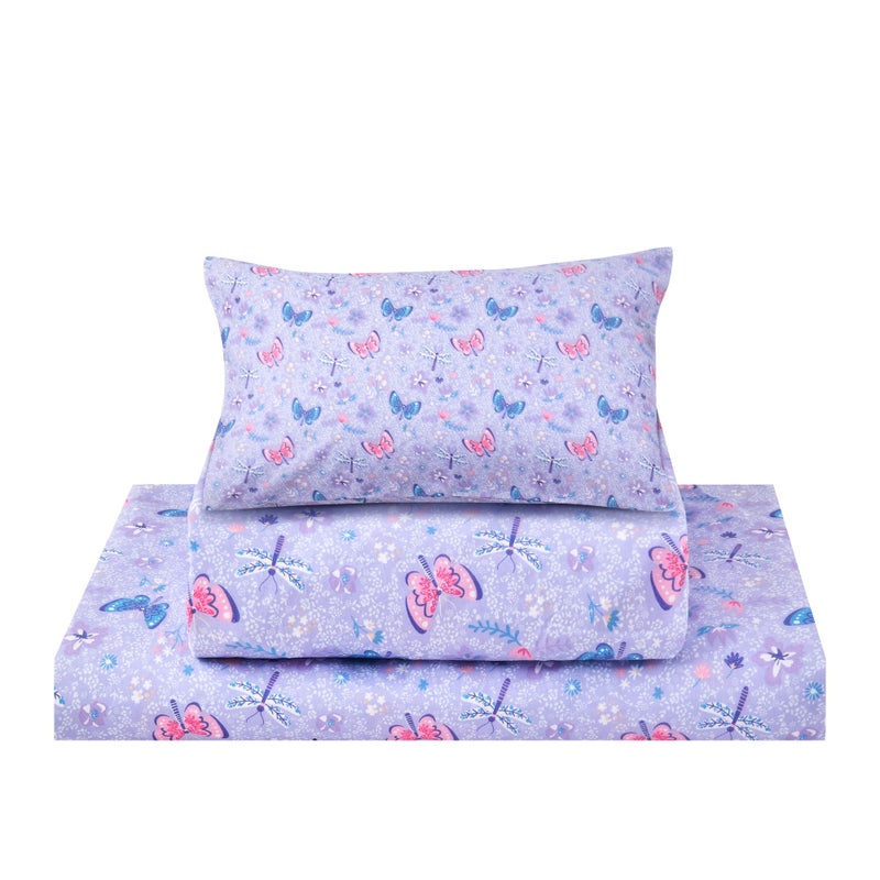 lasoftan Kids Sheet Set Twin Size 3 Pcs  Girls Twin Sheet Set with Floral Butterfly Pattern Kids Girls Twin Fitted Sheet  Breathable & Silky Soft Microfiber Kids Fitted Sheet - Image 5
