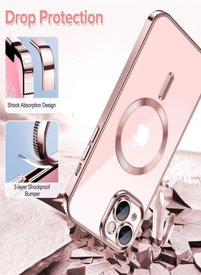 Hython Magnetic Clear Case for iPhone 13 Case with Camera Lens Protector [Compatible with MagSafe] Luxury Plating Edge Slim Soft TPU Cover Protective Phone Case for iPhone 13 6.1", Pink - Image 5