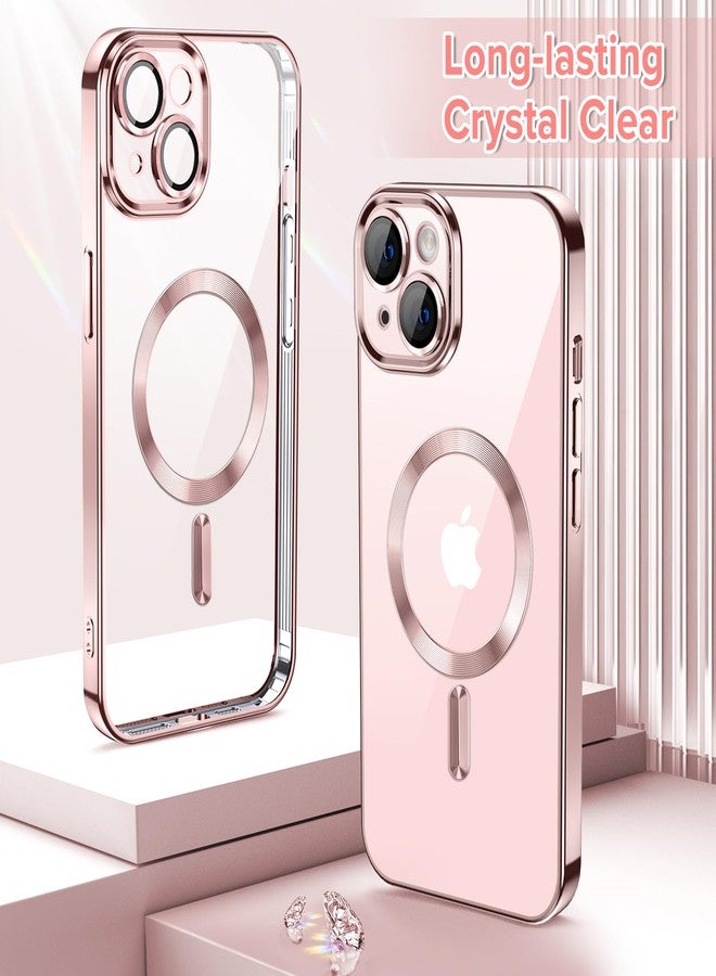 Hython Magnetic Clear Case for iPhone 13 Case with Camera Lens Protector [Compatible with MagSafe] Luxury Plating Edge Slim Soft TPU Cover Protective Phone Case for iPhone 13 6.1", Pink - Image 2
