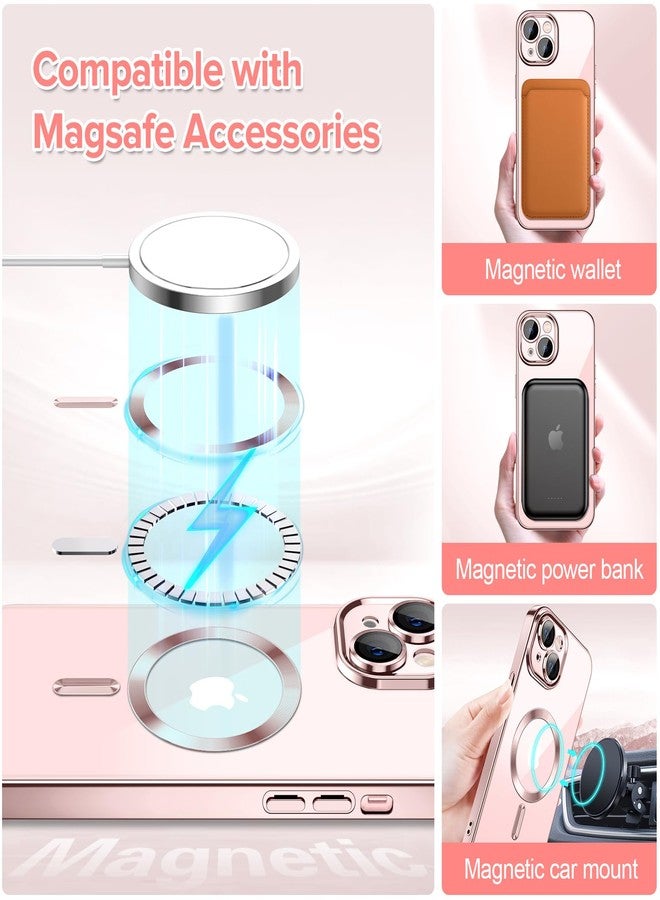 Hython Magnetic Clear Case for iPhone 13 Case with Camera Lens Protector [Compatible with MagSafe] Luxury Plating Edge Slim Soft TPU Cover Protective Phone Case for iPhone 13 6.1", Pink - Image 3