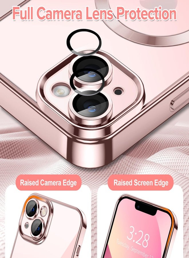 Hython Magnetic Clear Case for iPhone 13 Case with Camera Lens Protector [Compatible with MagSafe] Luxury Plating Edge Slim Soft TPU Cover Protective Phone Case for iPhone 13 6.1", Pink - Image 4