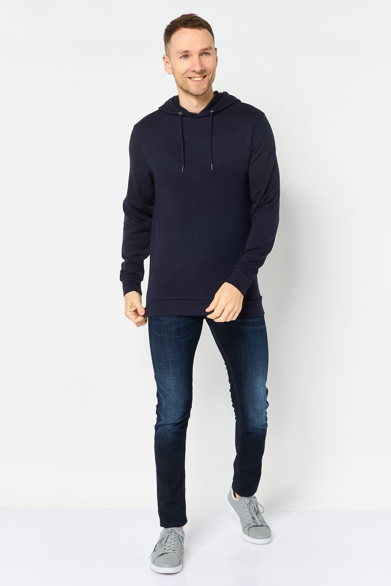 Selected Homme Men Plain Long Sleeve Hoodie, Navy - Image 2