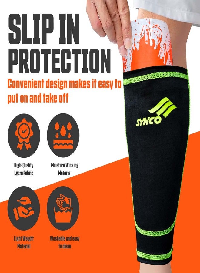Synco Fusion Shin Guard with Sleeve | Premium and Durable | Medium Size | Comfortable Lycra Fabric Compression - Image 3